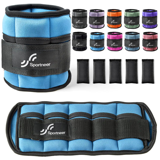 Sportneer Adjustable Ankle Weights 1 Pair 2 4 6 8 10Lbs Leg Weight Straps for Women Men Weighted Ankle Weights Set for Gym Fitness Workout 1-5 lbs Each Ankle 1 Pair 2-10 lbs